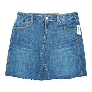 NWT Old Navy Jean Skirt Women's 12‎ Denim Stretch Raw Hem